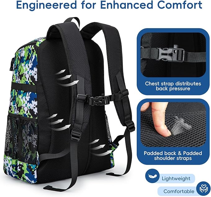 Baseball Bag for Youth and Adult, Softball Backpack 40L Large Capacity, Bat Backpack with Shoes Compartment and Hidden Helmet Holder