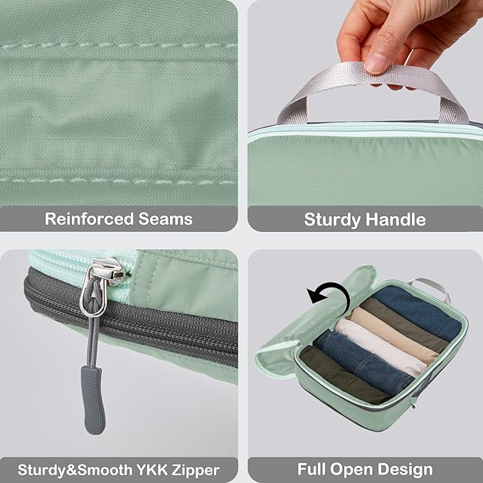 Cipway Compression Packing Cubes, Lightweight Travel Luggage Organizers with Shoe, Toiletry & Laundry Bags, Travel Essentials for Carry-on Suitcase (8 Piece, Sage Green)