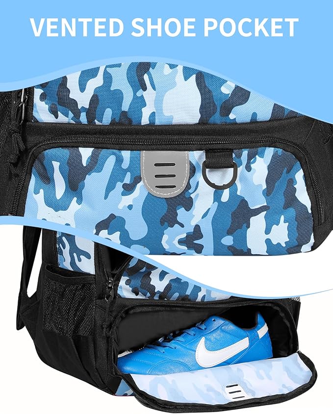 Basketball Bag Backpack for Men Women with Ball & Shoes Compartment 30L Capacity Lightweight Breathable Boys Girls Soccer Ball Bag Backpack Fit Volleyball Football Sports Travel School Gym
