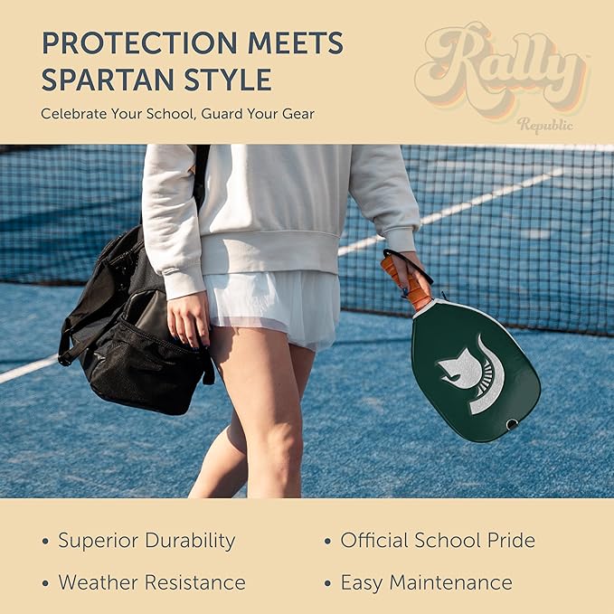 Officially Licensed Collegiate Pickleball Paddle Cover - Lightweight PU Leather Material - Durable Foam Interior Protection with Zippered Closure - Fits Most Paddles on the Market