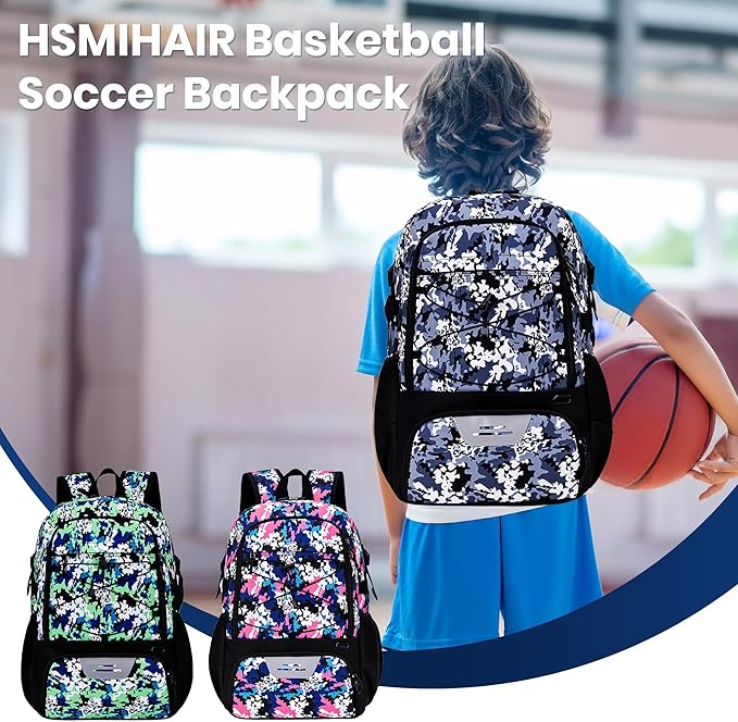Basketball Backpack Large Sports Bag for Men&Youth,Gym Bag with Separate Ball & Shoes Compartment,Travel Bag for Basketball,Soccer,Volleyball