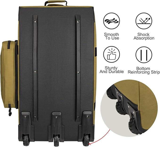 150L Large Rolling Duffle Bag with Wheels, Heavy Duty 32'' Tri-Wheel Gear Hauler for Camping,Moving Sports Equipment, Military & Airline Checked Bag Approved