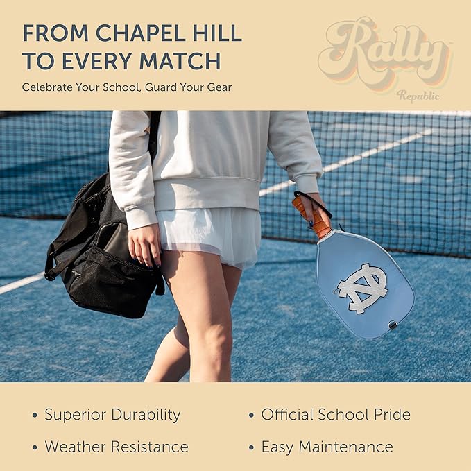 Officially Licensed Collegiate Pickleball Paddle Cover - Lightweight PU Leather Material - Durable Foam Interior Protection with Zippered Closure - Fits Most Paddles on the Market