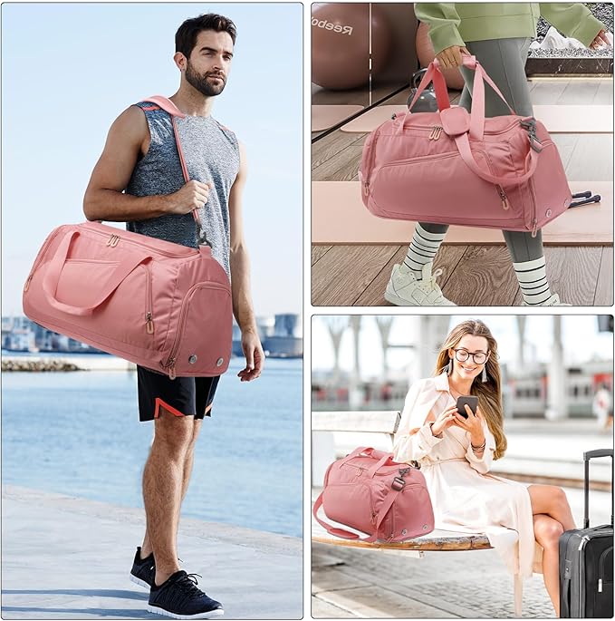 HUA ANGEL Waterproof Gym Duffel Bag for Men Women with Shoe Compartment for Travel Fitness Workout Football Pickleball Tenis