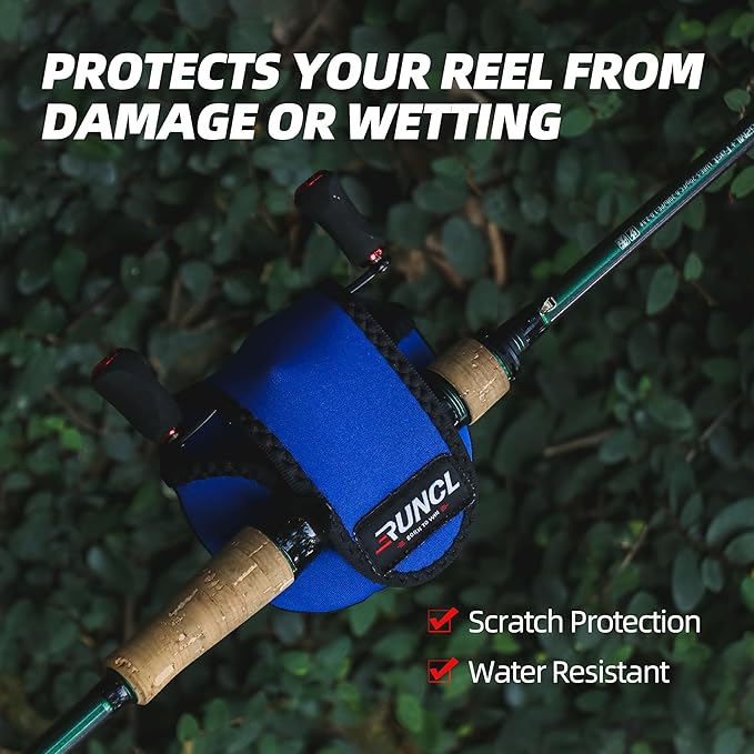 RUNCL Baitcasting Reel Bag – Protective Storage Pouch for Baitcasting Reels & Spinning Reels, Lightweight & Durable, Ideal for Freshwater & Saltwater Fishing Trips (Blue & Black)