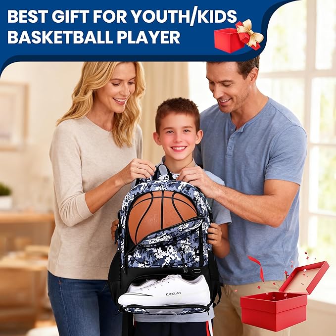 Basketball Backpack Large Sports Bag for Men&Youth,Gym Bag with Separate Ball & Shoes Compartment,Travel Bag for Basketball,Soccer,Volleyball