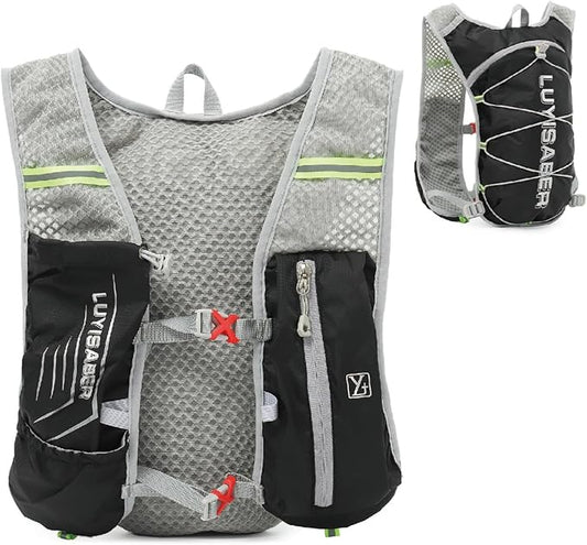 YAPJEB Hiking Hydration Vest Backpack 5L Lightweight with 2L Water Pack Bladder Daypack for Men Women Cycling, Running, Hiking and Biking (02 Black Only Vest 5L)