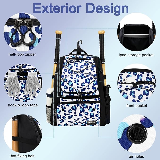 Youth Baseball Bag with Vented Shoe Compartment, Softball Bat Bag for Batting Mitten, Helmet, Teeball Gear - Adult Boys Girls Kids