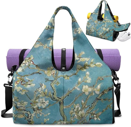 ZCFYGDX Yoga Gym Bag with Removable Adjustable Shoulder Strap, Shoe Compartment & Top Yoga Mat Holder 17.72x8.66x9.84in