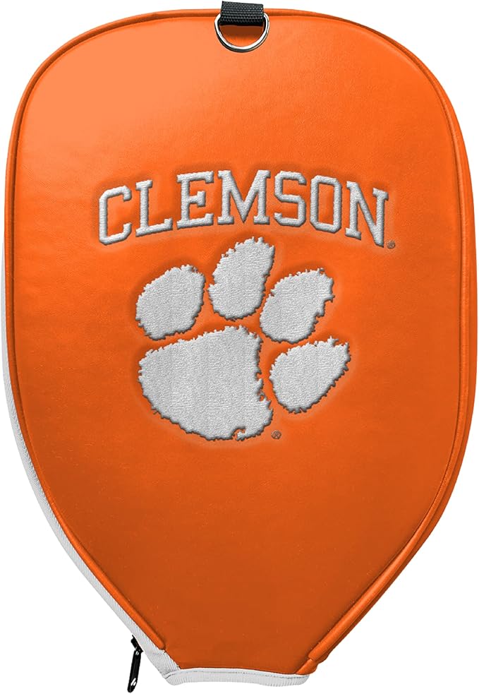 Officially Licensed Collegiate Pickleball Paddle Cover - Lightweight PU Leather Material - Durable Foam Interior Protection with Zippered Closure - Fits Most Paddles on the Market