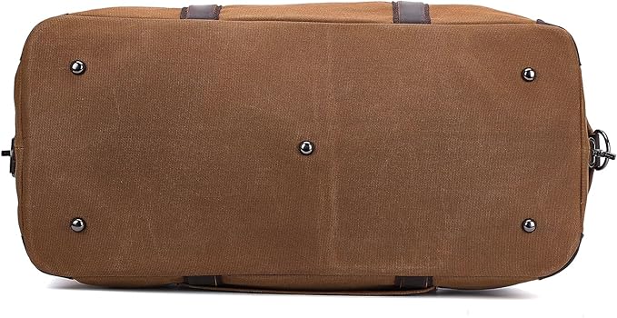 Polare 22” Waxed Canvas Cowhide Leather Travel Duffel Bag Waterproof Overnight Carry on Luggage Duffle 40L Sports Gym Weekender Bag