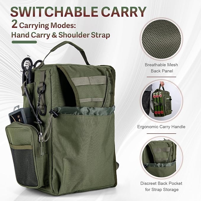 Goture OpenSide Tactical Sling Tackle Bag with 3 Tackle Trays, Lightweight Fishing Backpack Storge Fishing Gear - Green Bag Outdoor,Gift for men