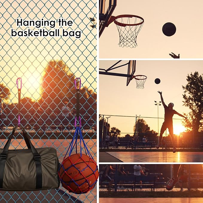 Bag Hook for Fence, Aluminum Alloy Carabiner Strap for Hanging Baseball Softball Pickleball Tennis Bags (Purple 2)