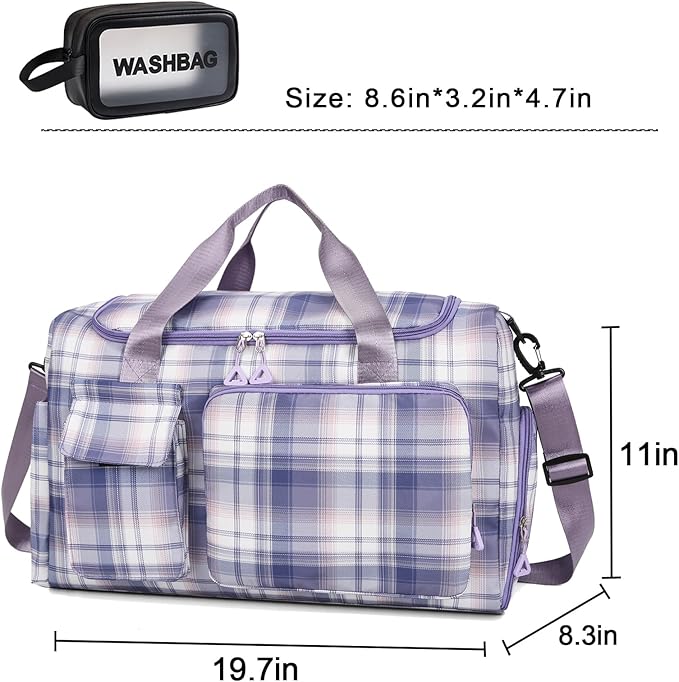 Small Gym Bag for Women, Travel Duffle Bag Carry On Weekender Bag with Shoe Compartment