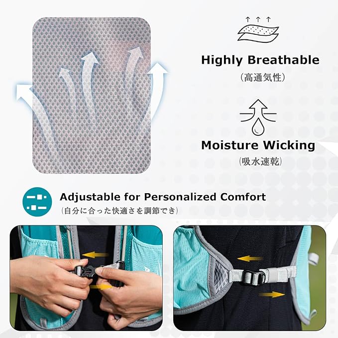 YAPJEB Running Hydration Vest Lightweight Water Pack for Men Women 5L 5.5L Backpack for Marathon Trail Race Hiking Cycling Camping Jogging