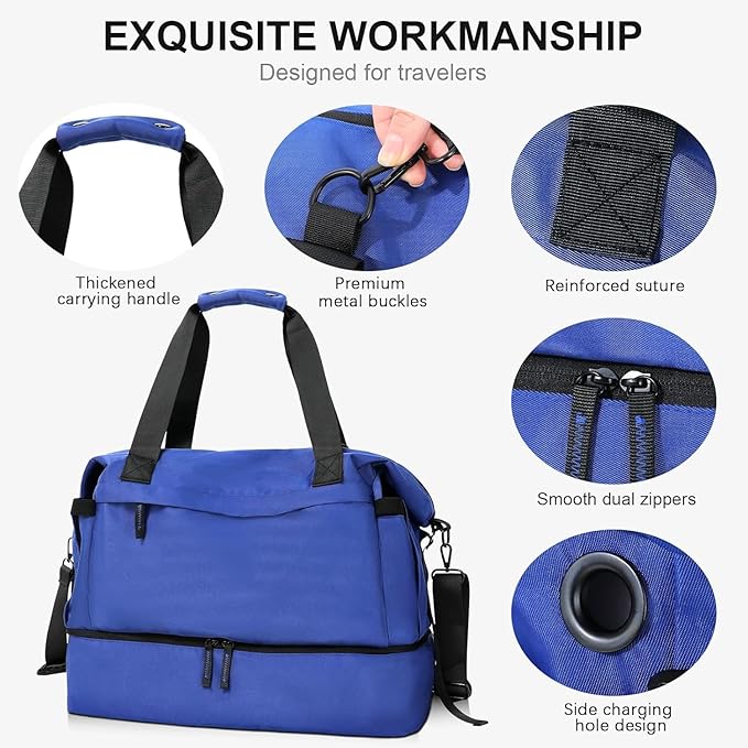 Gym Bag for Men Women, Tactical Travel Duffel bag with Removable Dividers & Shoe Compartment, Weekender Carry on Bag with Toiletry Bag, Overnight Range Bag for Workout Soccer Yoga Gym