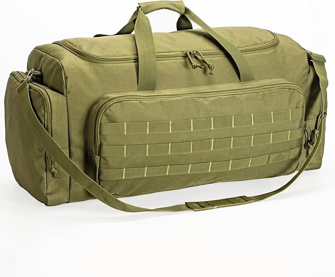 Super Quality 60L Large Duffel Travel Bag Luggage Foldable Bag Cargo Sport Gear Equipment Skiing Hardware Bag Heavy Duty& Durable(Dark Green)