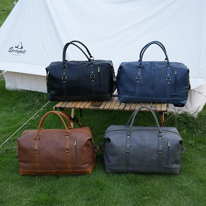 BAOSHA Faux Leather Travel Duffel Tote Bag Overnight Weekender Bag for Men and Women HB-14 (Black)