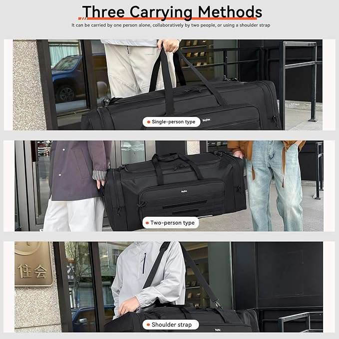 145L Extra Large Duffle Bag, 38"Heavy Duty Duffle Bag, Large Duffle Bag for Travel, Gym Duffle Bag for Men, Large Sports Duffle Bag, Baseball Duffel Bag with Shoulder Strap (Black)