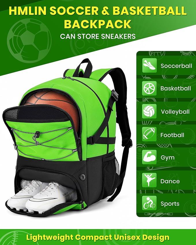 Basketball Backpack Large Sports Bag for Men&Youth,Gym Bag with Separate Ball & Shoes Compartment,Travel Bag for Basketball,Soccer,Volleyball