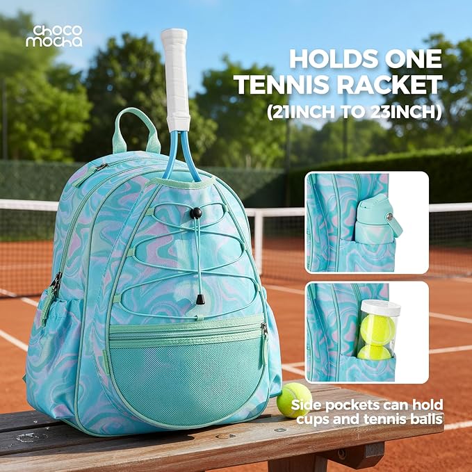Choco Mocha Kids Tennis Bag Kids Tennis Backpack Youth Tennis Bag 16 Inch