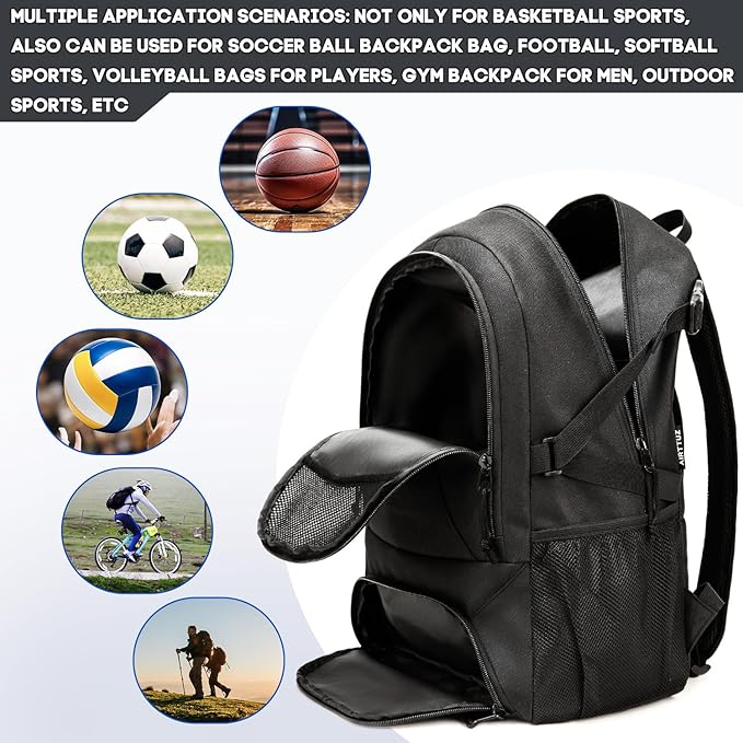 Basketball Bag Backpack, Large Capacity Sports Equipment Bags for Basketball, Soccer, and Volleyball.