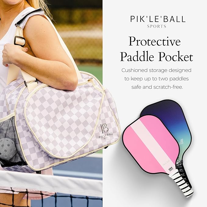 Pik’le’Ball Sport Premium Women's Pickleball Bag – Stylish and Versatile Sports Bag with Water Bottle Holder, Padded Paddle Pocket, and Spacious Design (fits 2+ Paddles!)