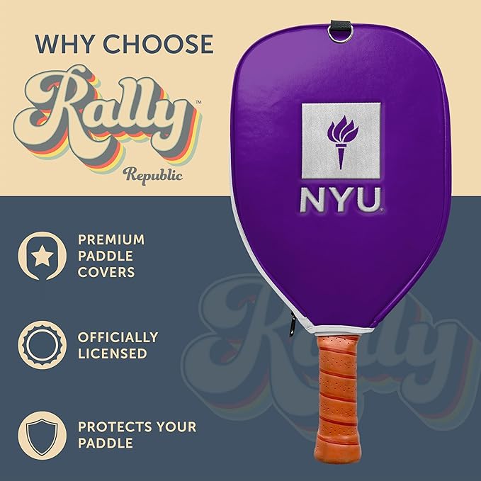 Officially Licensed Collegiate Pickleball Paddle Cover - Lightweight PU Leather Material - Durable Foam Interior Protection with Zippered Closure - Fits Most Paddles on the Market