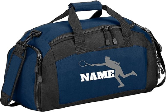 Personalized Sports Duffle Bag with Shoe Compartment (Tennis(Male), Navy)