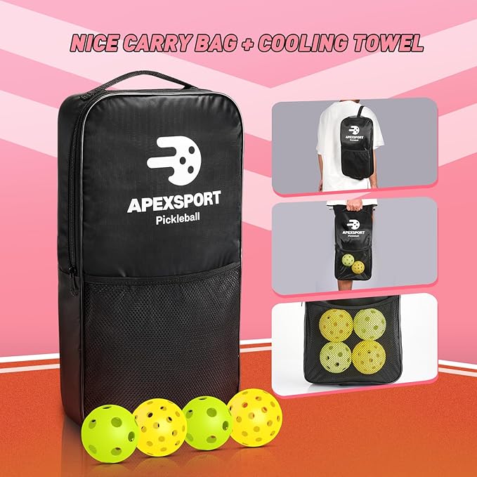 Pickleball Paddles Set of 2/4, USAPA Approved Lightweight Fiberglass Pickleball Set with 4 Pickleballs, 1 Pickleball Sling Bag, Pickleball Gifts for Women Men Beginners & Professional