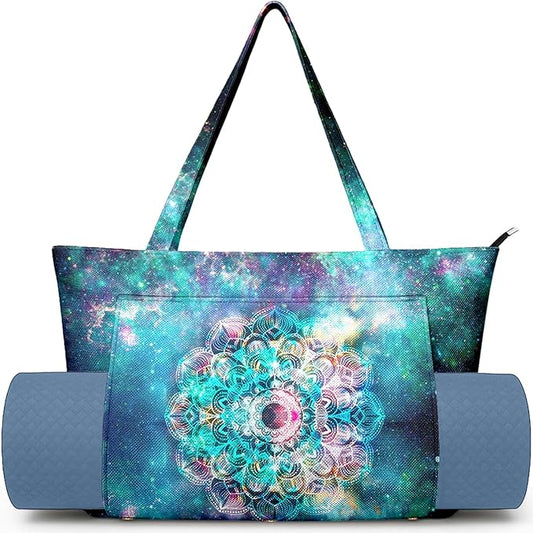 Adalore Women's Yoga Bag with Yoga Mat Carrier - Large Mat Pocket Fitness Tote for Pilates, Gym, Travel, Office & Beach