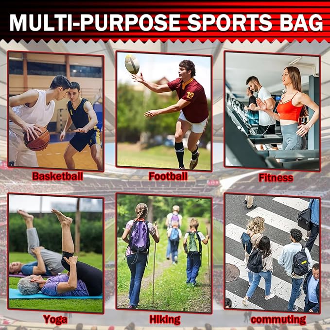 KAEGREEL Drawstring Soccer Bag Basketball Backpack for Kids Teens, Foldable Sports Bags Detachable Ball Mesh Bag for Gym Yoga Football Baseball