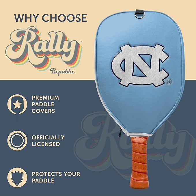 Officially Licensed Collegiate Pickleball Paddle Cover - Lightweight PU Leather Material - Durable Foam Interior Protection with Zippered Closure - Fits Most Paddles on the Market