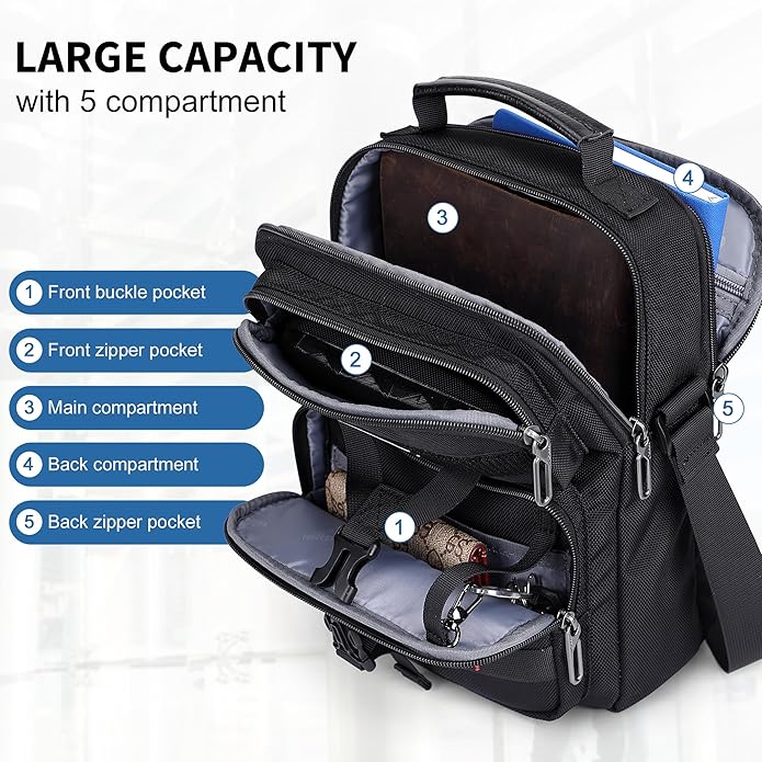 WITZMAN Crossbody Bag for Men Travel Small Shoulder Bags Lightweight Man Purse Messenger Bag for Casual Daliy Work Traveling