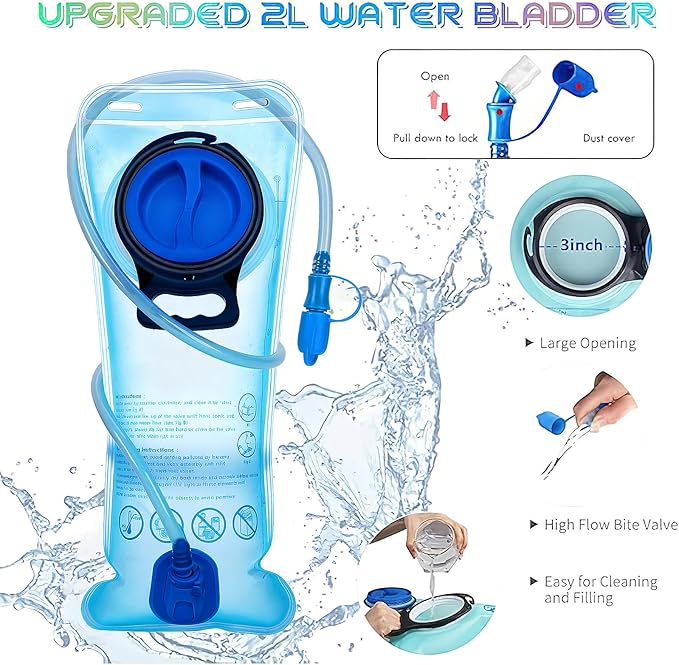 Cofurni Hydration Backpack with 2L Water Bladder, Raves Water Backpack, Lightweight Insulation Hydration Pack for Men and Women, Suitable for Music Festivals, Raves, Hiking, Activities