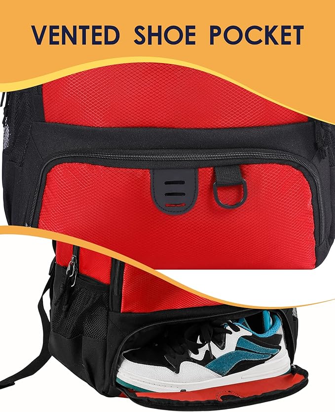 Basketball Bag Backpack for Men Women with Ball & Shoes Compartment 30L Capacity Lightweight Breathable Boys Girls Soccer Ball Bag Backpack Fit Volleyball Football Sports Travel School Gym
