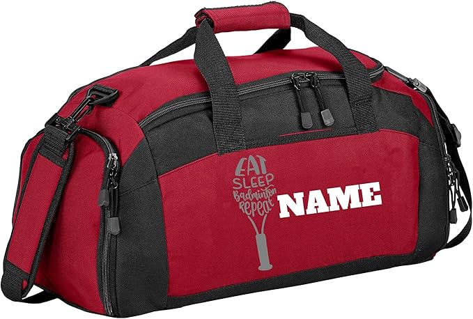 Personalized Badminton Duffle Bag - Versatile Pickleball Bag, Large Tennis Bag with Shoe Compartment - Badminton Bag, Red, BG970-SPORTS