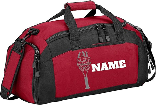 Personalized Badminton Duffle Bag - Versatile Pickleball Bag, Large Tennis Bag with Shoe Compartment - Badminton Bag, Red, BG970-SPORTS