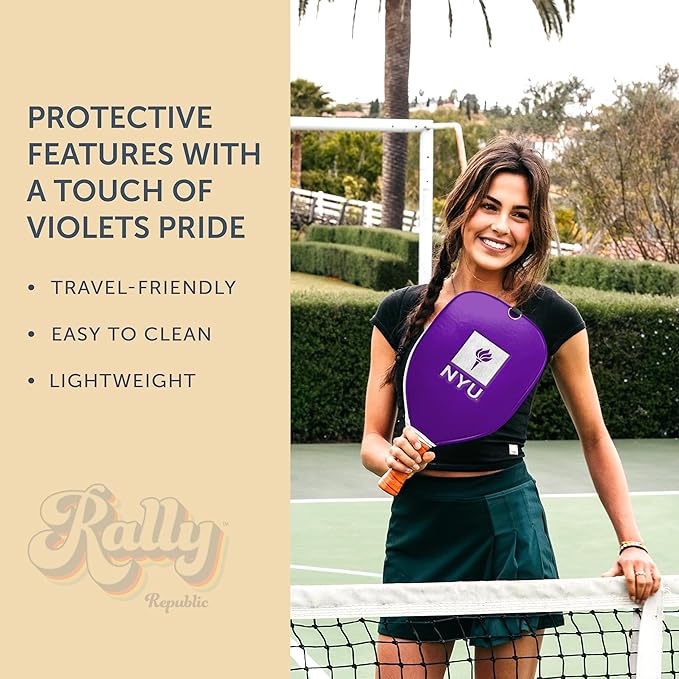 Officially Licensed Collegiate Pickleball Paddle Cover - Lightweight PU Leather Material - Durable Foam Interior Protection with Zippered Closure - Fits Most Paddles on the Market