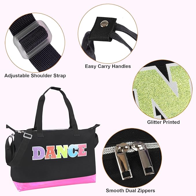 Garment Dance Shoulder Bags for Girls, Teen Dancers, Costumes, Boys | Holographic Glitter Dance Bag for Kids