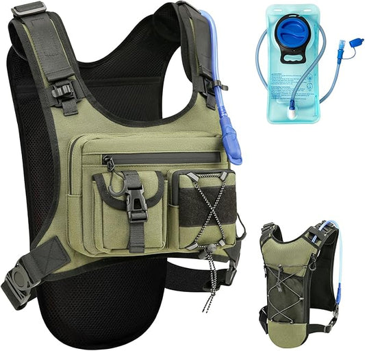 Criuage USA Original Patent Running Hydration Vest Backpack, Lightweight Chest Pack with 2.0L Water Bladder Bag Daypack for Hiking Running Cycling Race Marathon for Women Men