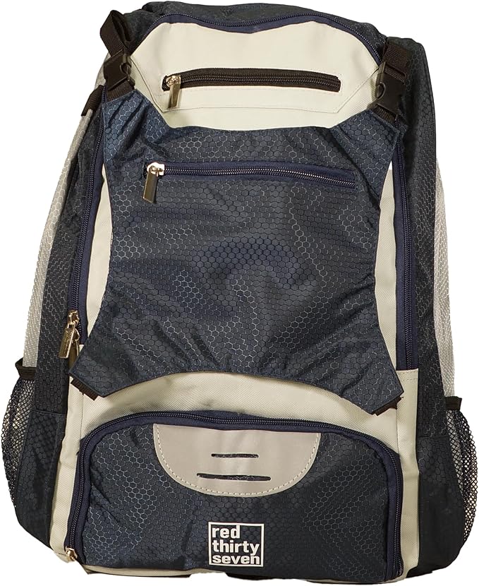 Baseball Backpack with Cleat/Shoe Pocket | Large Capacity | 19.5" T x 14" W x 7.5" D | Holds 4 Bats | External Helmet Storage | 3 Extra Zipper Pockets for Sunglasses, Seeds, Cell Phone (Navy/Gray)