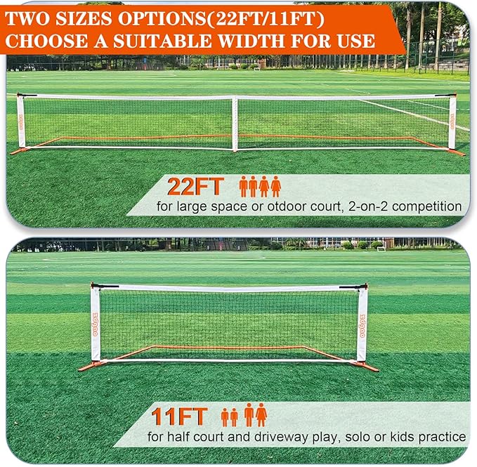Zdgao Pickleball Net for Driveway with 22FT Regulation Size Pickleball Net, 4 Outdoor Pickleballs and Carry Bag, Weather Resistance Strong Steel Frame