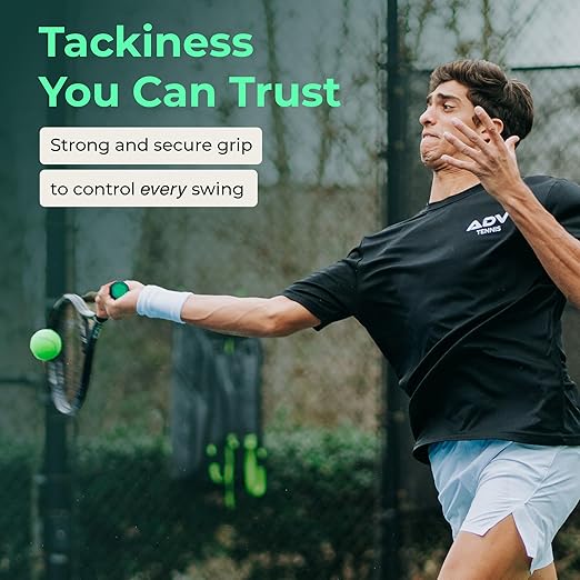 ADV MaxTac Tacky Tennis Overgrip - 12 Pack Extremely Sticky Non-Slip Tennis Grips Overgrip - Razor-Thin & Easy to Use Pro Tennis Racquet Grip Tape (12-Pack Volt)