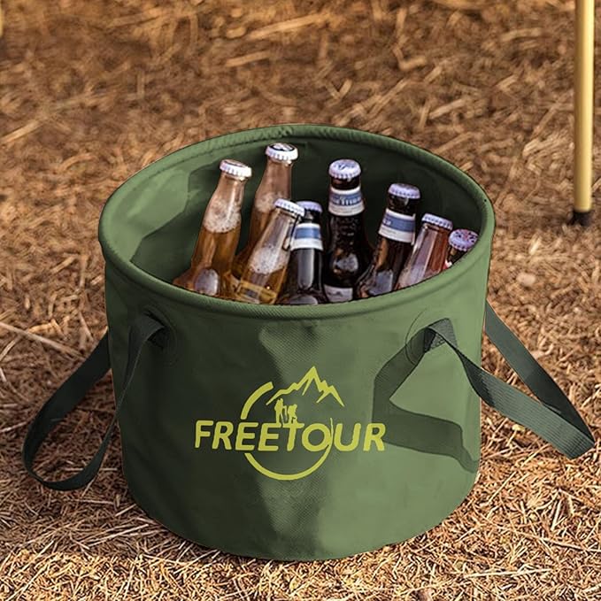 Baiao Collapsible Bucket 5 Gallon, Portable Collapsible Bucket with Handle, Folding Water Container for Fishing Camping Beach Hiking Home Travel Car Washing(Green 20L)