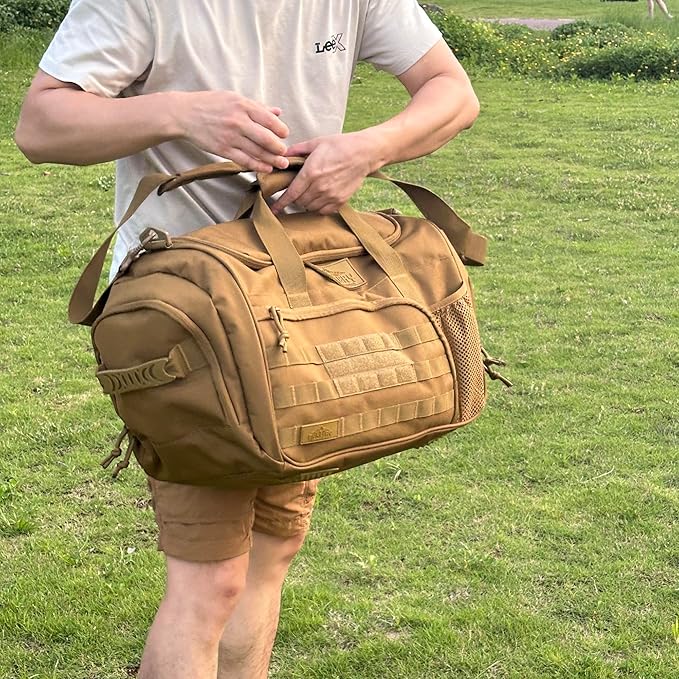 APRlLBAY Gym Bag Large Size 43L Training Bag Traveling With Luggage Strap Equipment Bag Tactical Military Duffel for Men&Women Basketball Football Weekender,Sports Bag Sturdy (Khaki)