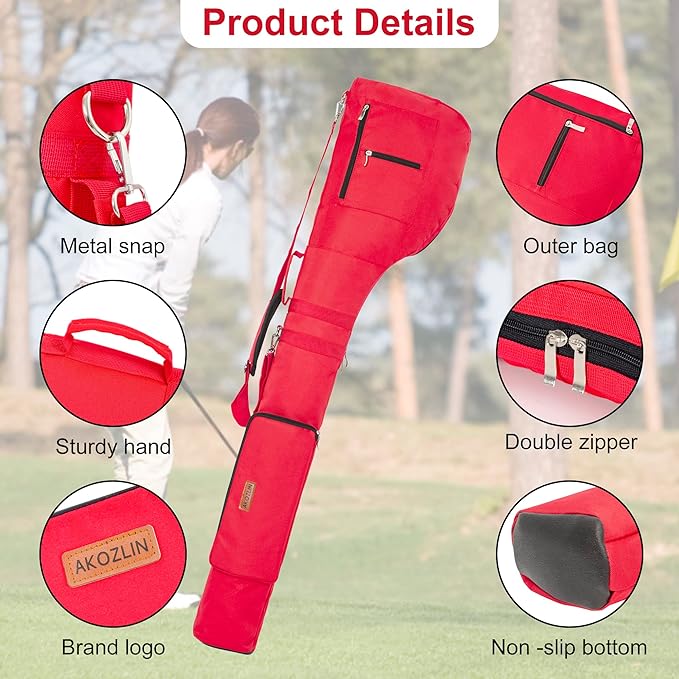 AKOZLIN Golf Clubs Carry Bag 8-10 Lightweight Foldable Travel Sunday Golf Case with Strap Waterproof Sunday Bag