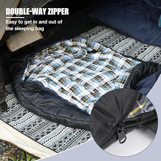 REDCAMP Cold Weather Mummy Sleeping Bag, Warm Flannel Cotton Sleeping Bag for Adults, Warm and Machine Washable Perfect for Winter Camping