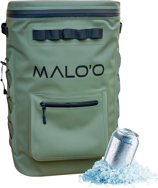 Malo'o Pro Adventure Insulated Backpack Cooler Holds 30 Cans for 48 Hours - Perfect for Camping, Hiking, Fishing, Kayaking, Sports, or Beach