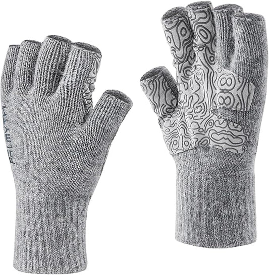 Palmyth Wool Fingerless Fishing Gloves - Warm for Men & Women: Cold Weather Fly Fishing, Ice Fishing, Photography & Hunting